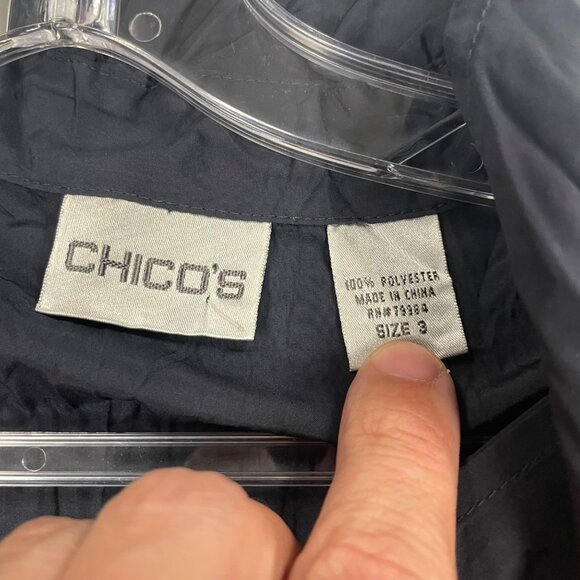 Chico's Womens Pleated Texture Button Up Top Long Sleeve Charcoal Size XL - Picture 8 of 8